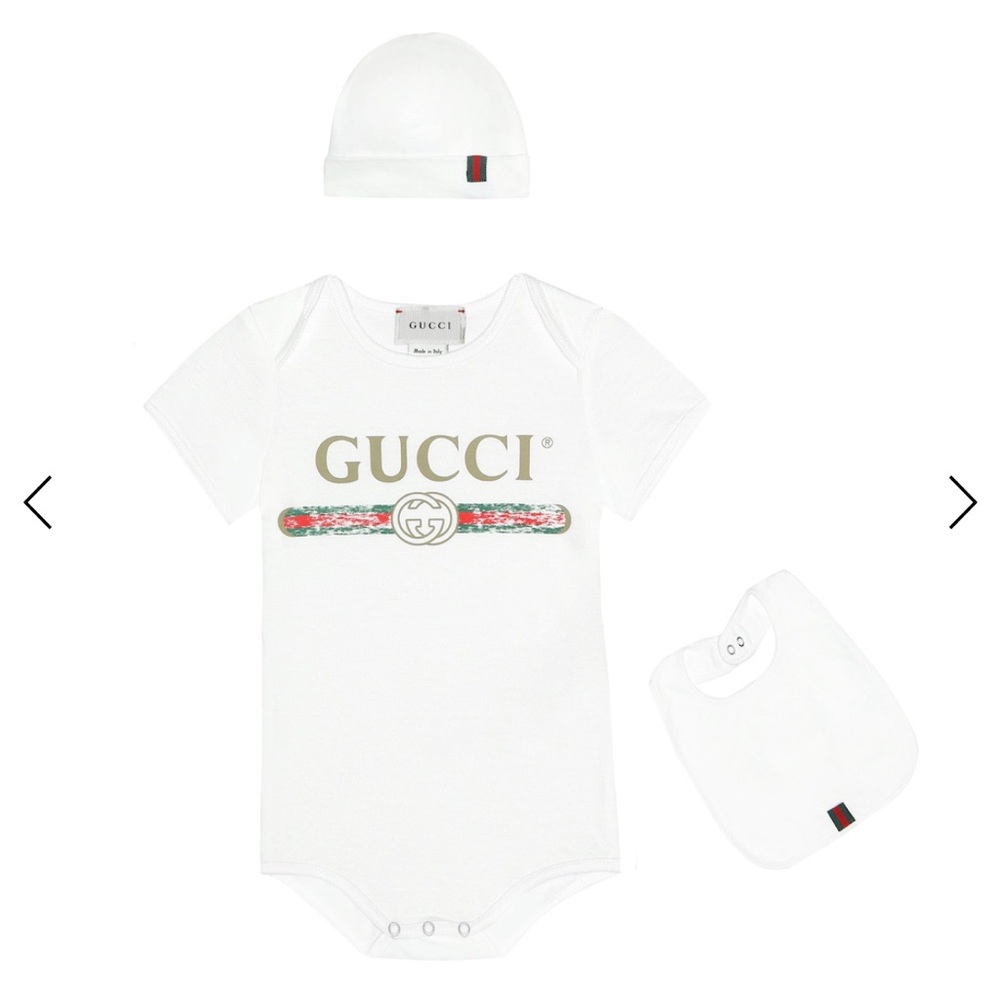 Gucci Baby bib hat onesie set